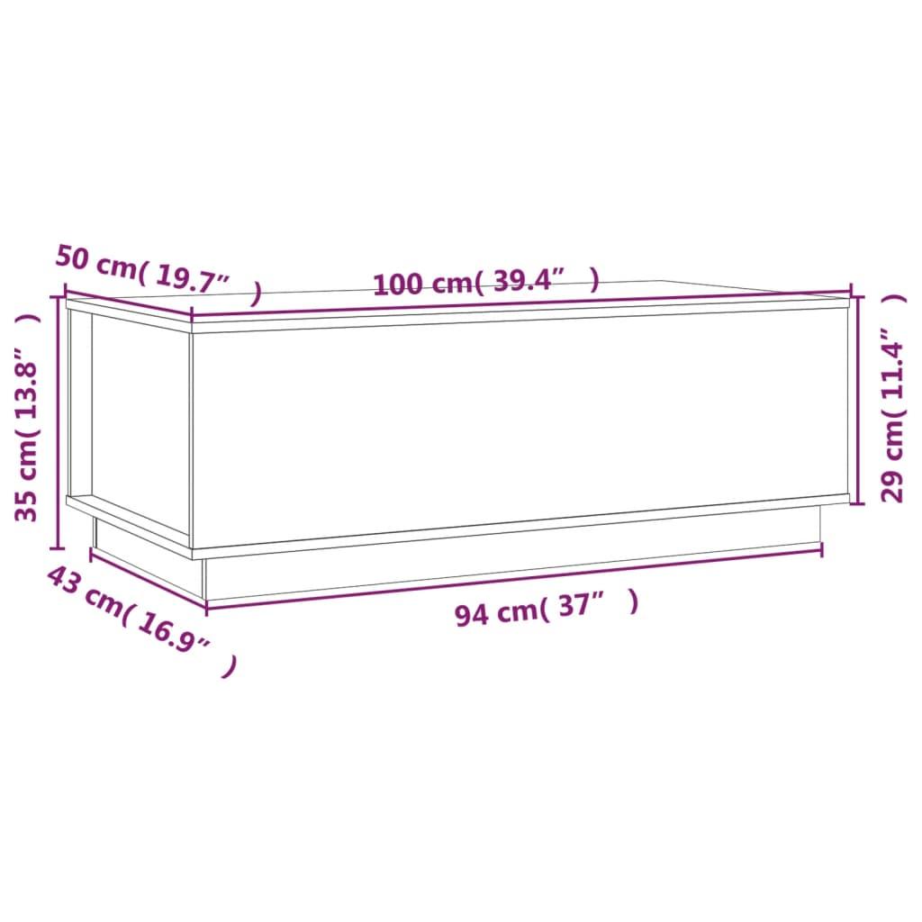 Sofabord 100x50x35 cm massivt fyrretræ hvid