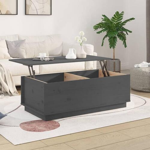 Sofabord 100x50x35 cm massivt fyrretræ grå