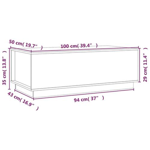 Sofabord 100x50x35 cm massivt fyrretræ grå