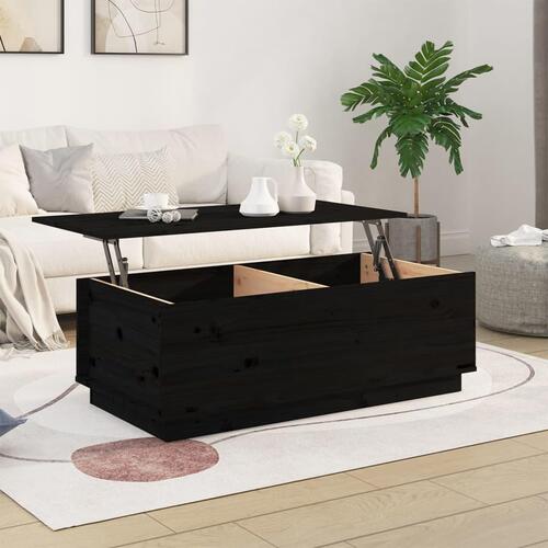 Sofabord 100x50x35 cm massivt fyrretræ sort