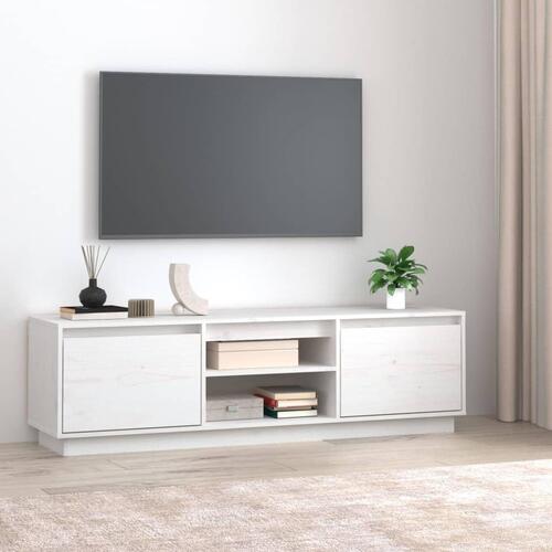 Tv-bord 140x35x40 cm massivt fyrretræ hvid