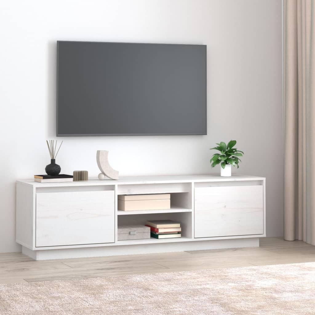 Tv-bord 140x35x40 cm massivt fyrretræ hvid