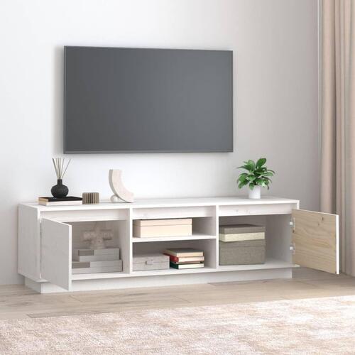 Tv-bord 140x35x40 cm massivt fyrretræ hvid