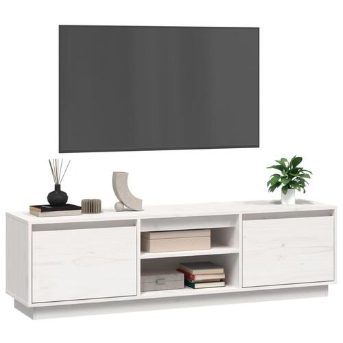 Tv-bord 140x35x40 cm massivt fyrretræ hvid
