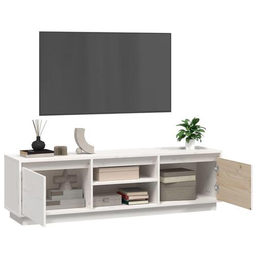 Tv-bord 140x35x40 cm massivt fyrretræ hvid