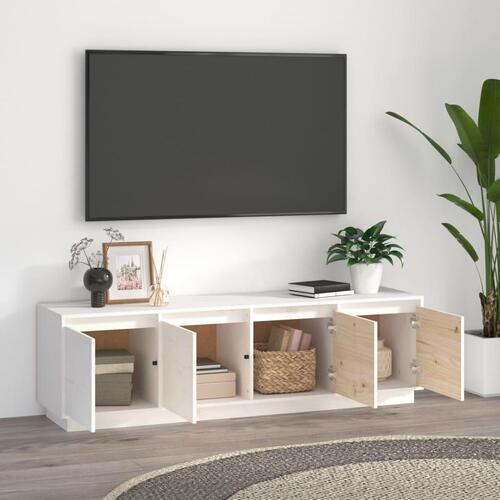Tv-bord 156x37x45 cm massivt fyrretræ hvid
