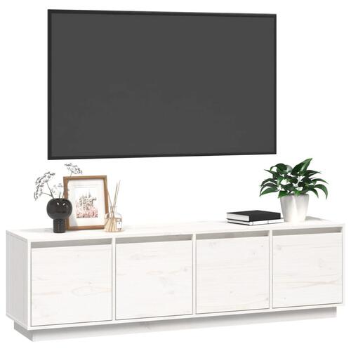 Tv-bord 156x37x45 cm massivt fyrretræ hvid