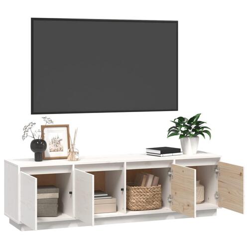 Tv-bord 156x37x45 cm massivt fyrretræ hvid