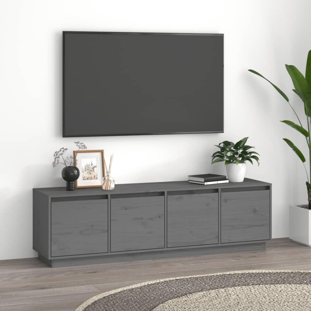 Tv-bord 156x37x45 cm massivt fyrretræ grå