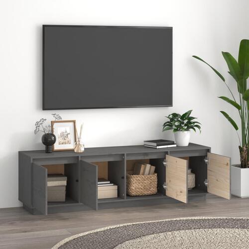 Tv-bord 156x37x45 cm massivt fyrretræ grå