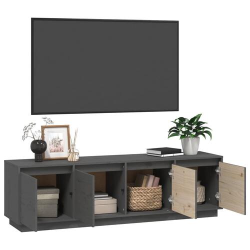 Tv-bord 156x37x45 cm massivt fyrretræ grå