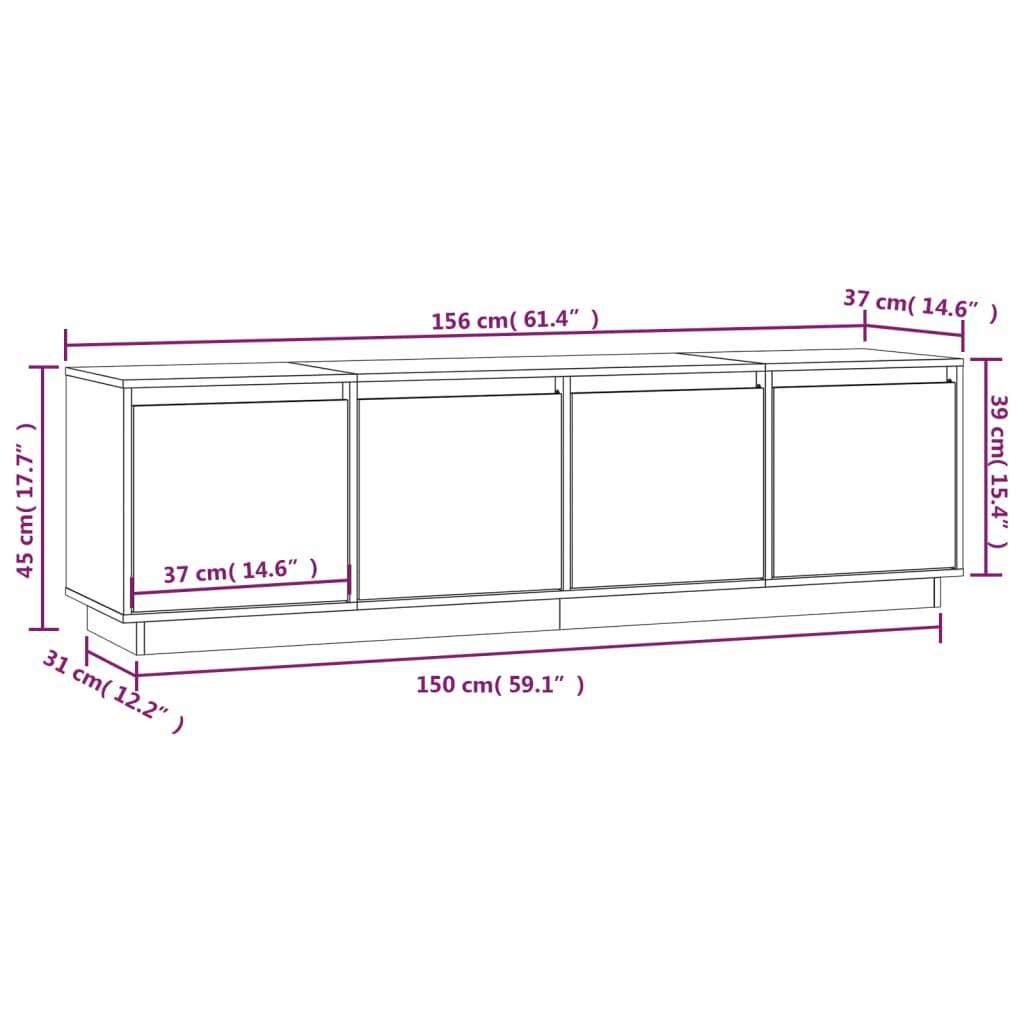 Tv-bord 156x37x45 cm massivt fyrretræ grå