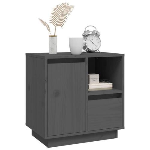 Sengeborde 2 stk. 50x34x50 cm massivt fyrretræ grå