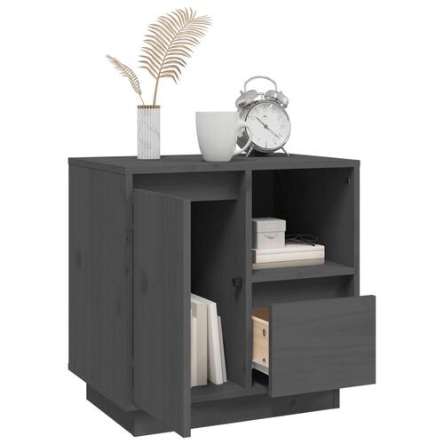 Sengeborde 2 stk. 50x34x50 cm massivt fyrretræ grå