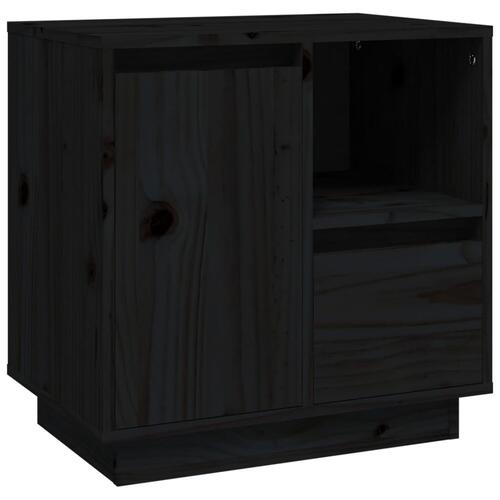 Sengebord 50x34x50 cm massivt fyrretræ sort