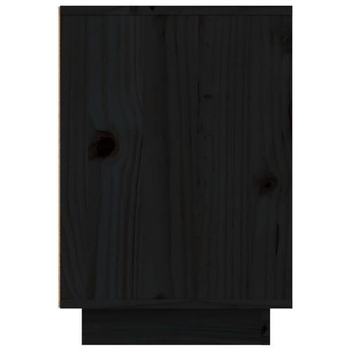 Sengebord 50x34x50 cm massivt fyrretræ sort