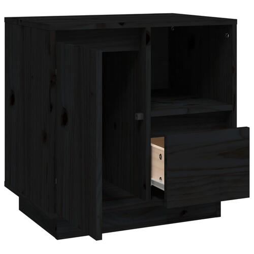 Sengebord 50x34x50 cm massivt fyrretræ sort