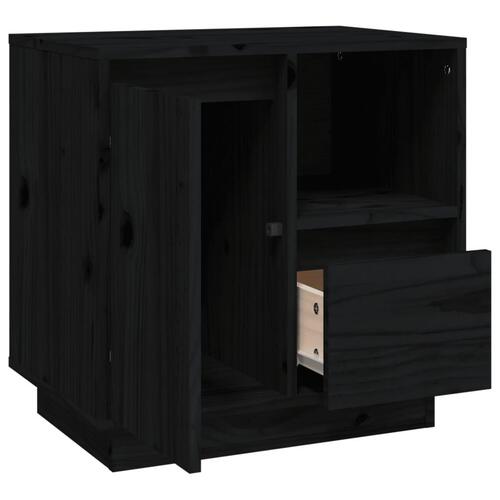 Sengeborde 2 stk. 50x34x50 cm massivt fyrretræ sort