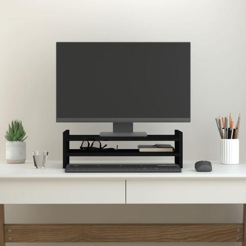 Skærmholder 50x27x15 cm massivt fyrretræ sort