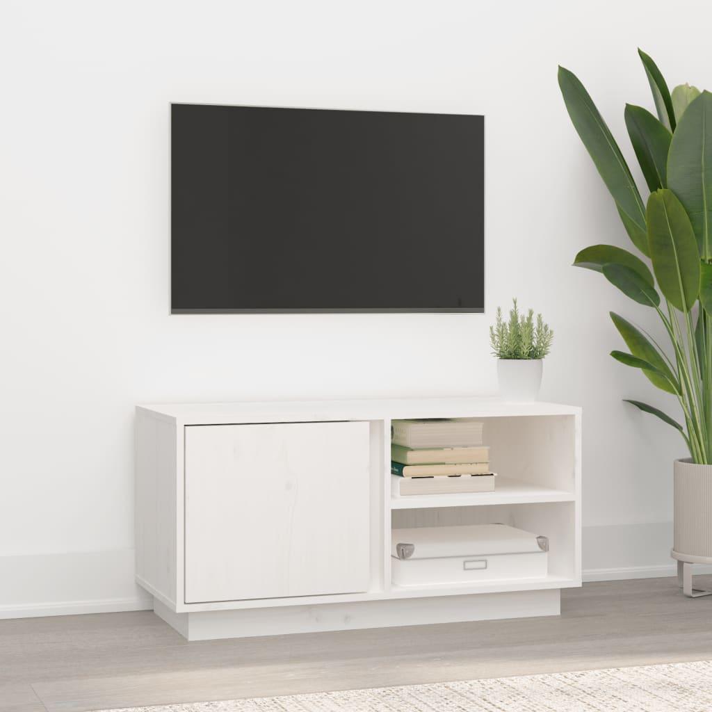 Tv-bord 80x35x40,5 cm massivt fyrretræ hvid