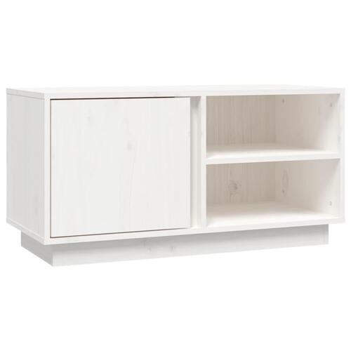 Tv-bord 80x35x40,5 cm massivt fyrretræ hvid