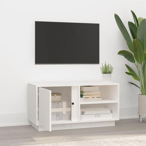 Tv-bord 80x35x40,5 cm massivt fyrretræ hvid