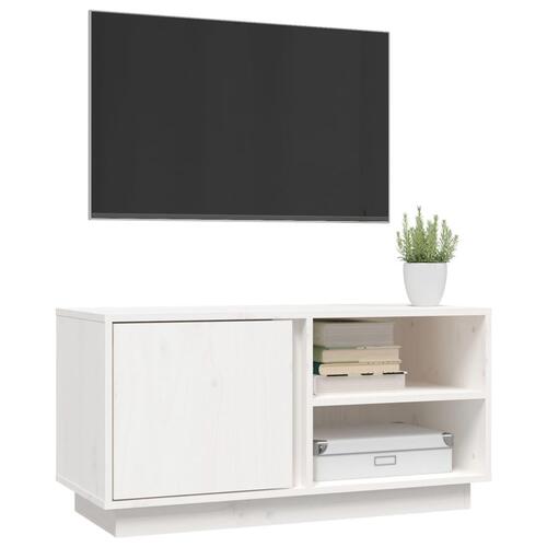 Tv-bord 80x35x40,5 cm massivt fyrretræ hvid