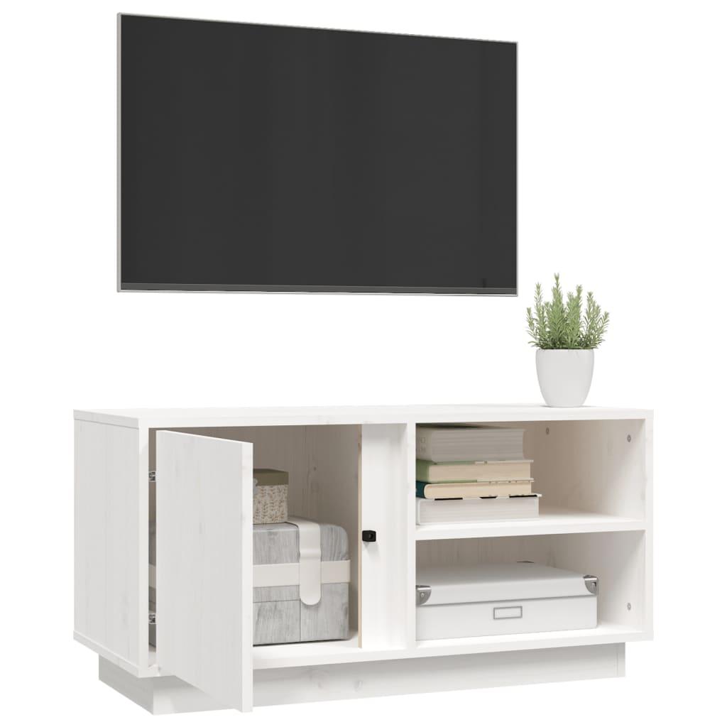 Tv-bord 80x35x40,5 cm massivt fyrretræ hvid