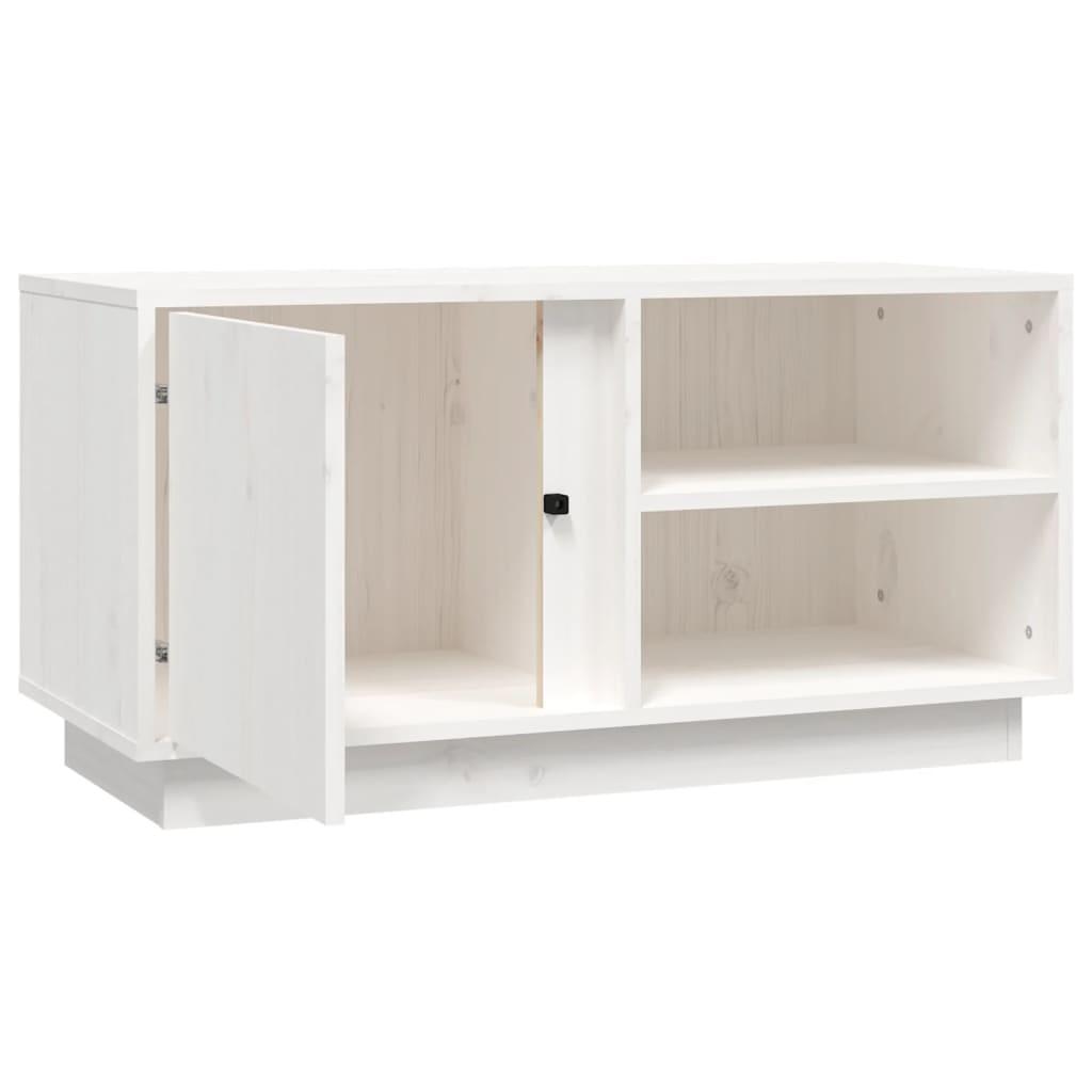 Tv-bord 80x35x40,5 cm massivt fyrretræ hvid