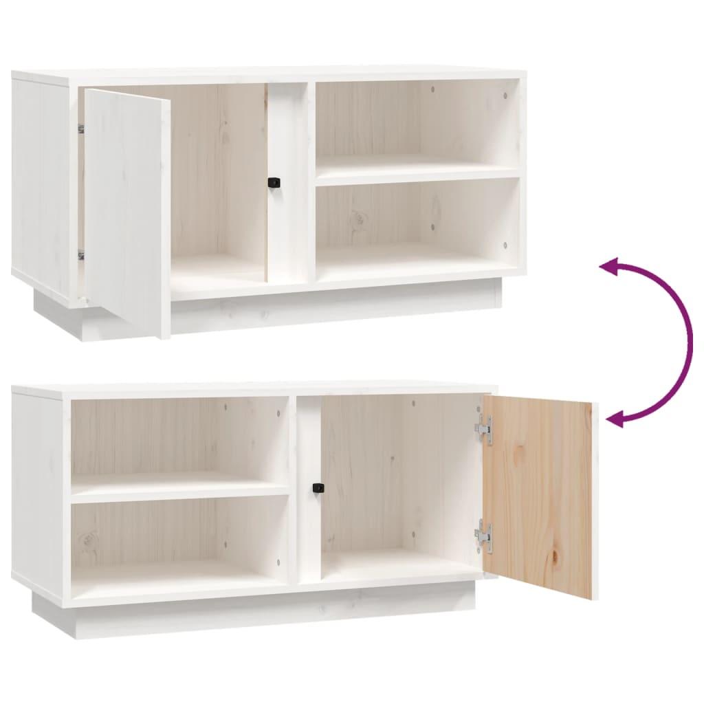 Tv-bord 80x35x40,5 cm massivt fyrretræ hvid