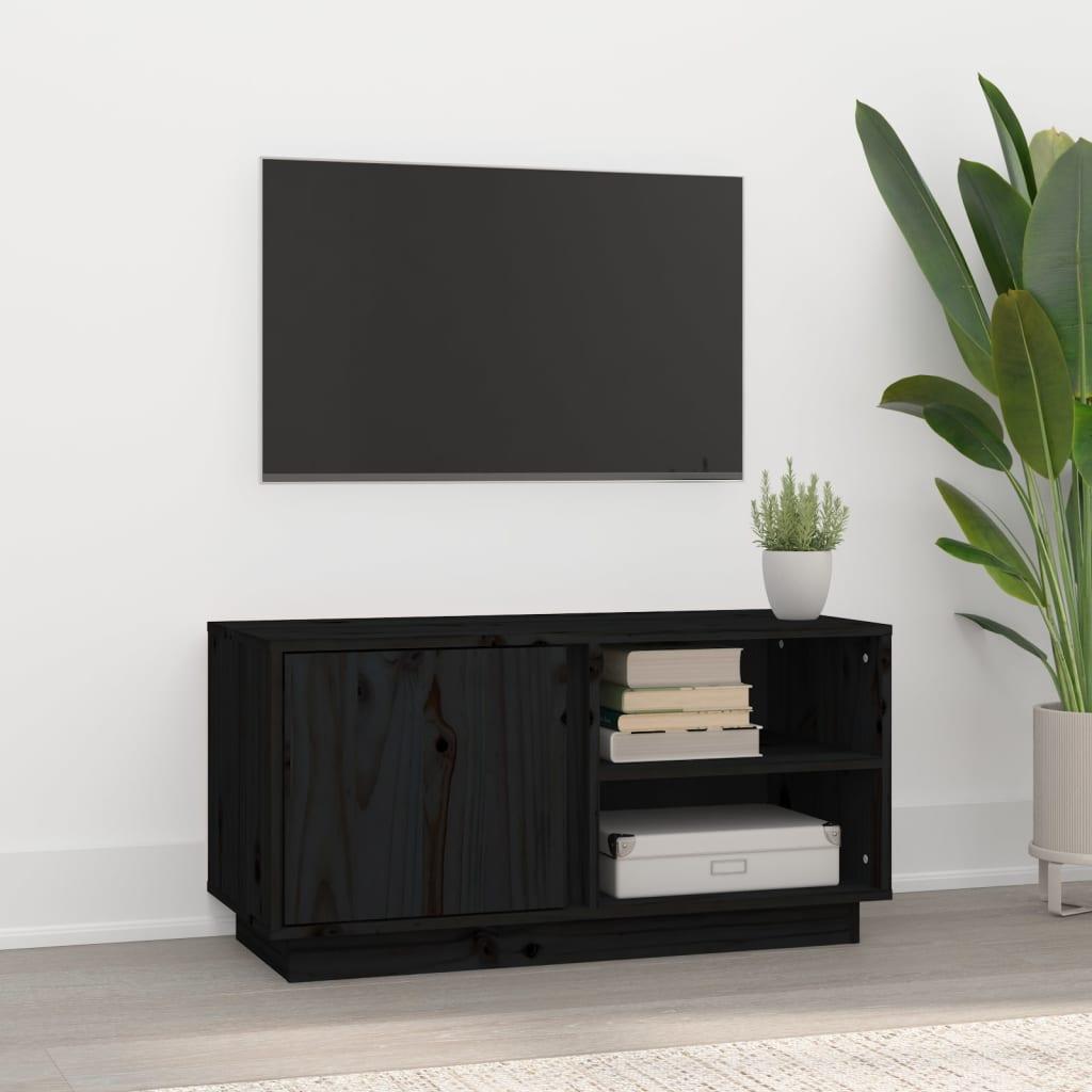 Tv-bord 80x35x40,5 cm massivt fyrretræ sort