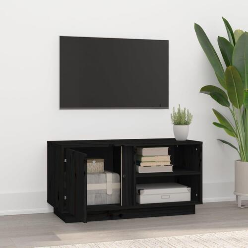Tv-bord 80x35x40,5 cm massivt fyrretræ sort