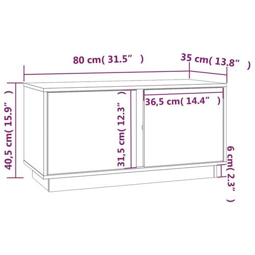Tv-bord 80x35x40,5 cm massivt fyrretræ grå