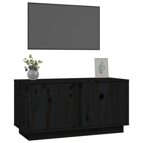 Tv-bord 80x35x40,5 cm massivt fyrretræ sort