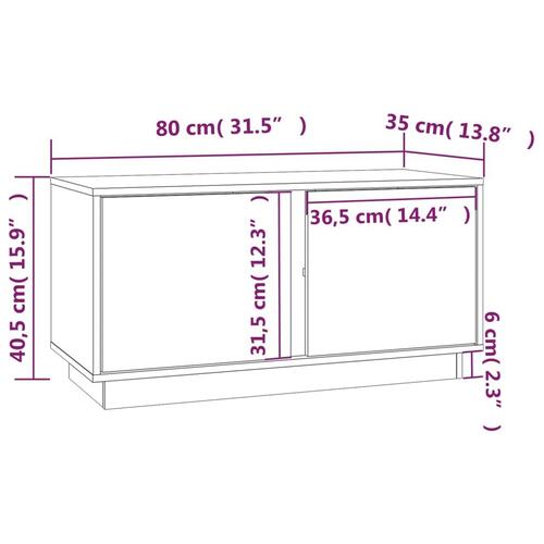 Tv-bord 80x35x40,5 cm massivt fyrretræ sort