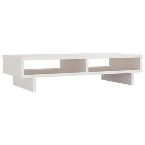 Skærmholder 60x27x14 cm massivt fyrretræ hvid
