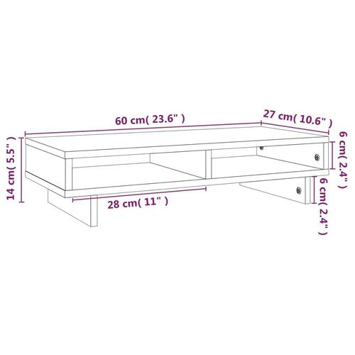 Skærmholder 60x27x14 cm massivt fyrretræ hvid