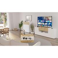 tv-møbel 182x33x70,2 cm hvid og egetræsfarve