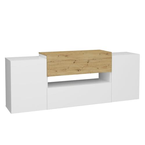 tv-møbel 182x33x70,2 cm hvid og egetræsfarve
