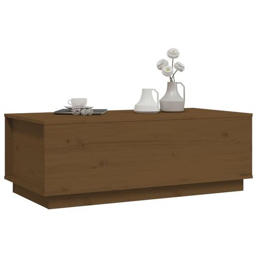 Sofabord 100x50x35 cm massivt fyrretræ gyldenbrun