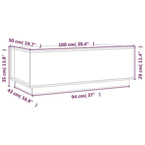 Sofabord 100x50x35 cm massivt fyrretræ gyldenbrun