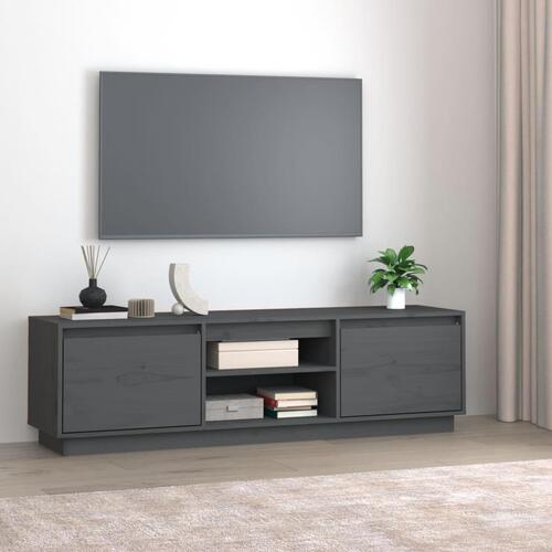 Tv-bord 140x35x40 cm massivt fyrretræ grå