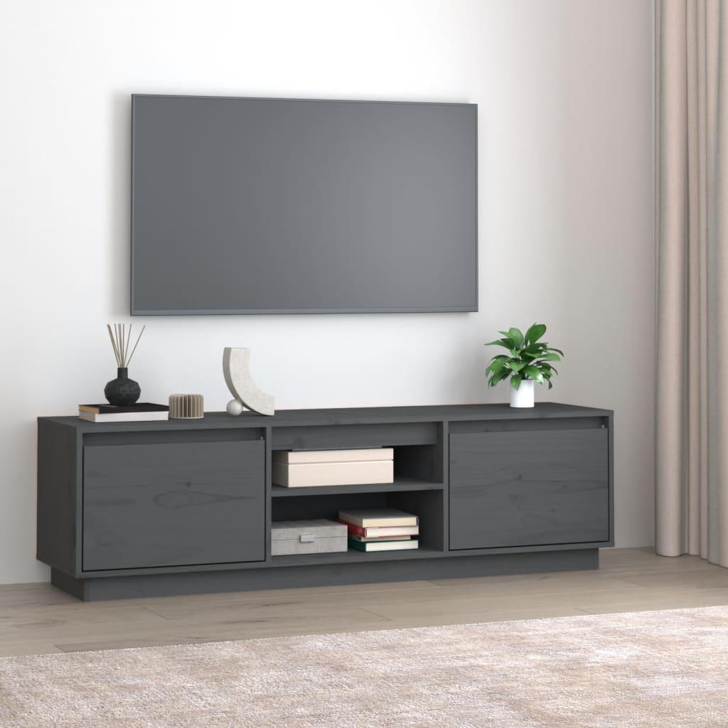 Tv-bord 140x35x40 cm massivt fyrretræ grå