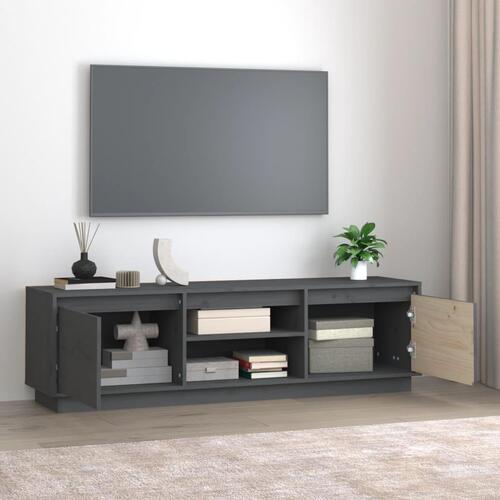 Tv-bord 140x35x40 cm massivt fyrretræ grå