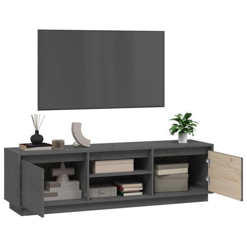Tv-bord 140x35x40 cm massivt fyrretræ grå