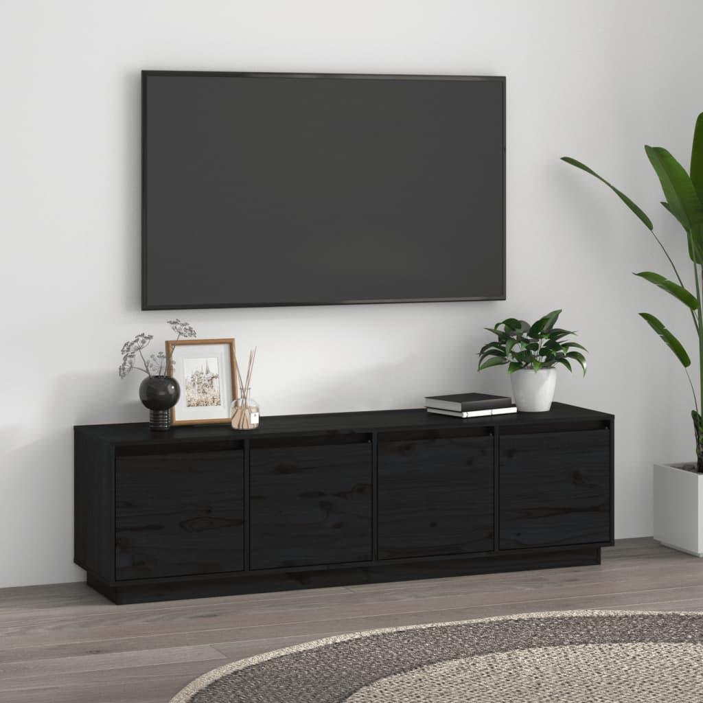Tv-bord 156x37x45 cm massivt fyrretræ sort