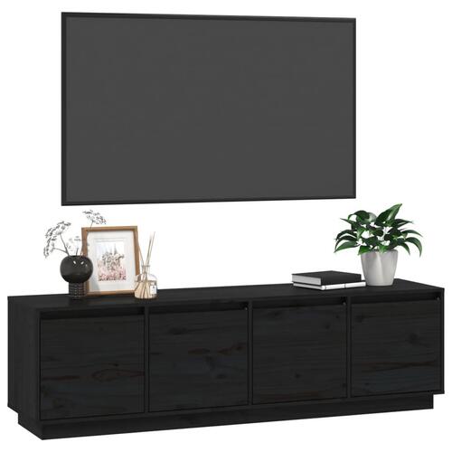 Tv-bord 156x37x45 cm massivt fyrretræ sort