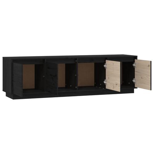 Tv-bord 156x37x45 cm massivt fyrretræ sort