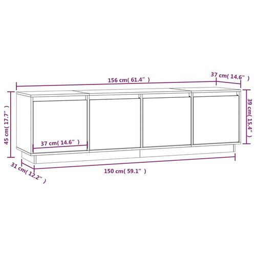Tv-bord 156x37x45 cm massivt fyrretræ sort