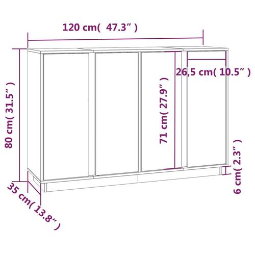 Skænk 120x35x80 cm massivt fyrretræ
